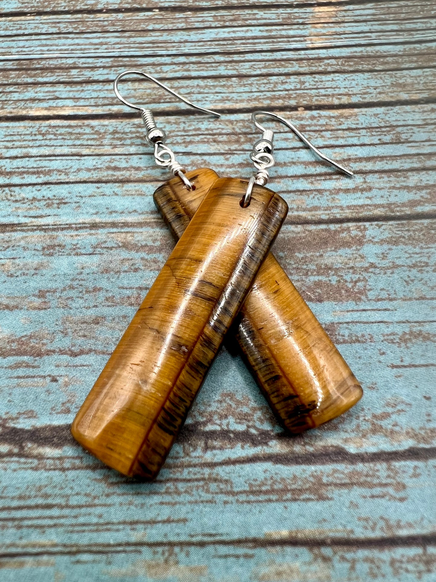 One of a kind Tigers Eye earrings