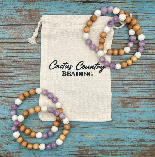 Lepidolite & Sandalwood Diffuser Bracelet