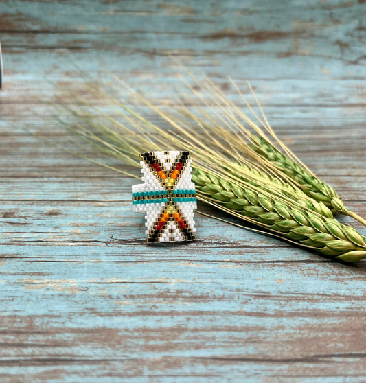 White Sonoran Sunrise beaded ring