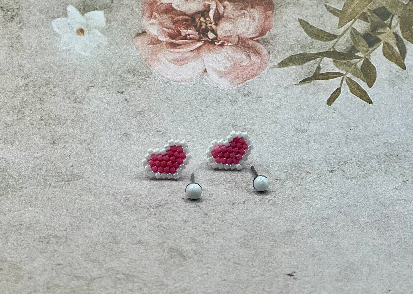 Mini Beaded Heart earring set