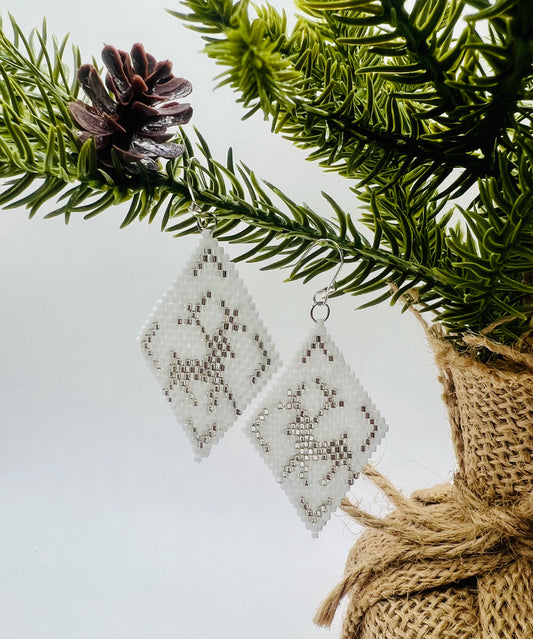 White & Silver Reindeer Earrings