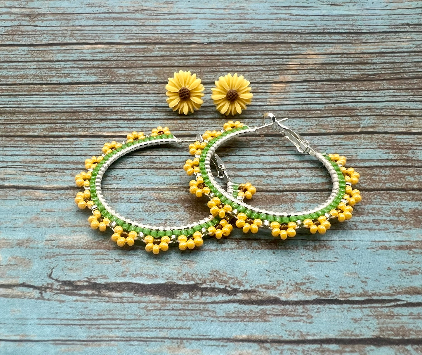 Sunflower Stud and Hoop set