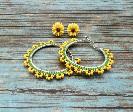 Sunflower Stud and Hoop set