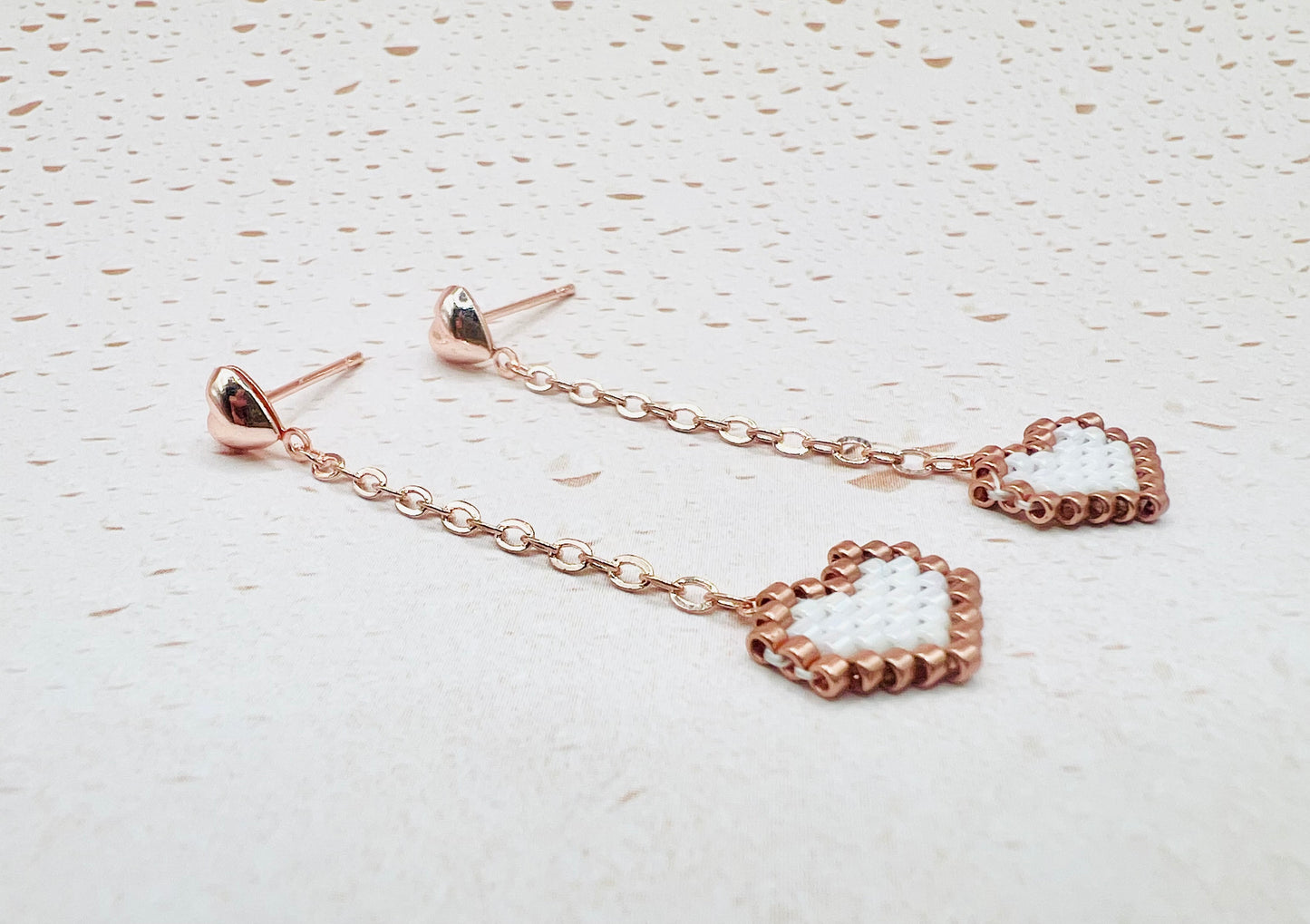 Rose Gold Heart Dangle Earrings