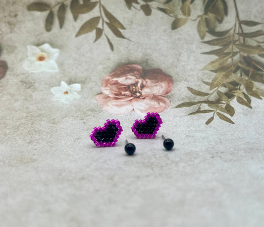 Mini Beaded Heart earring set