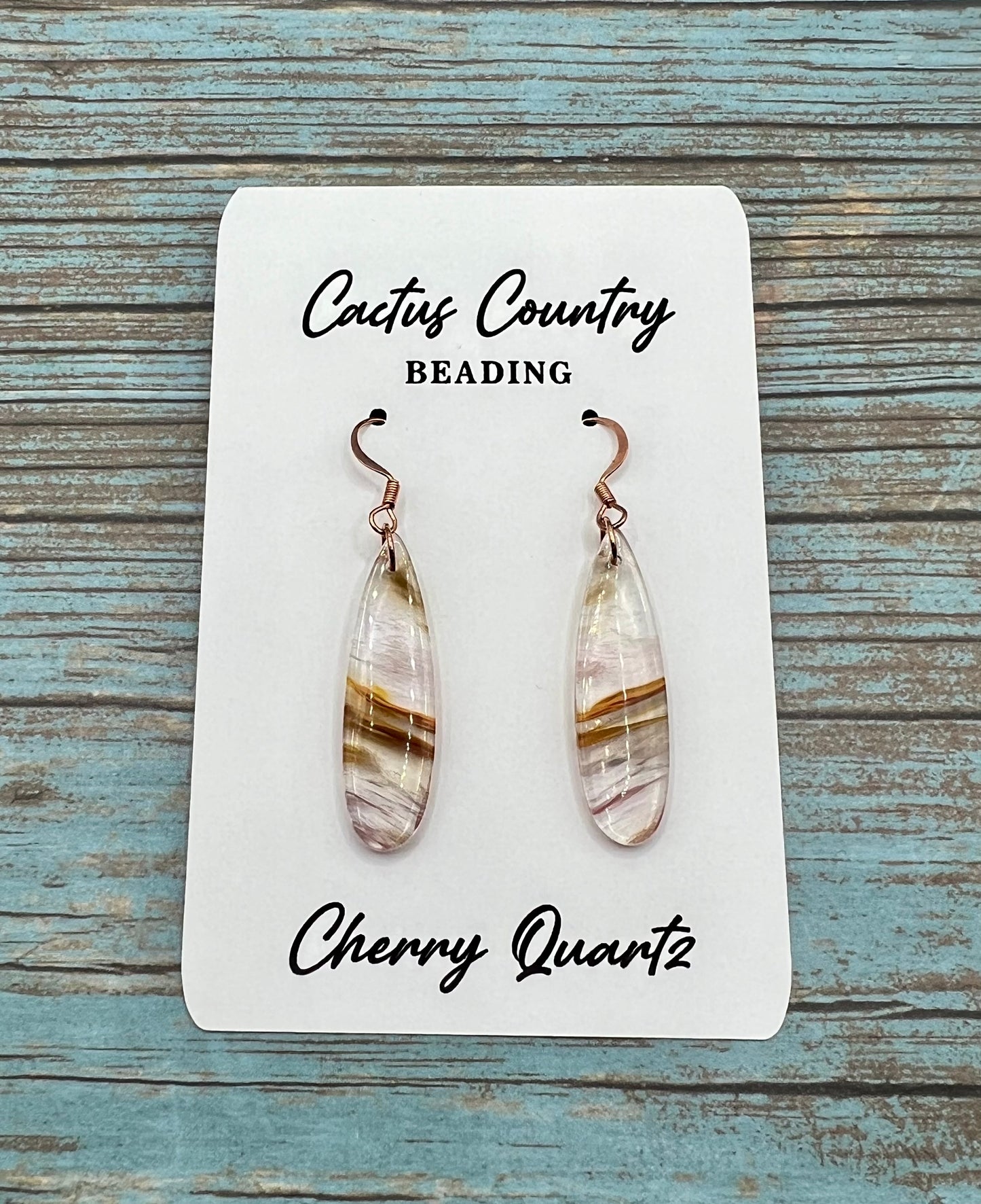 One of a kind Cherry Quartz earrings