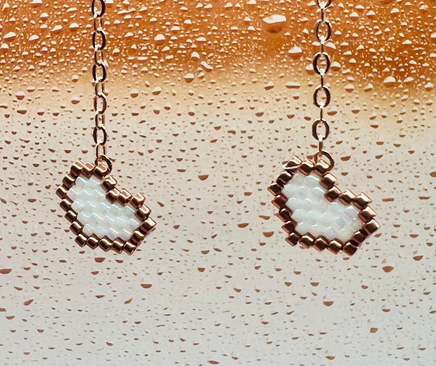 Rose Gold Heart Dangle Earrings