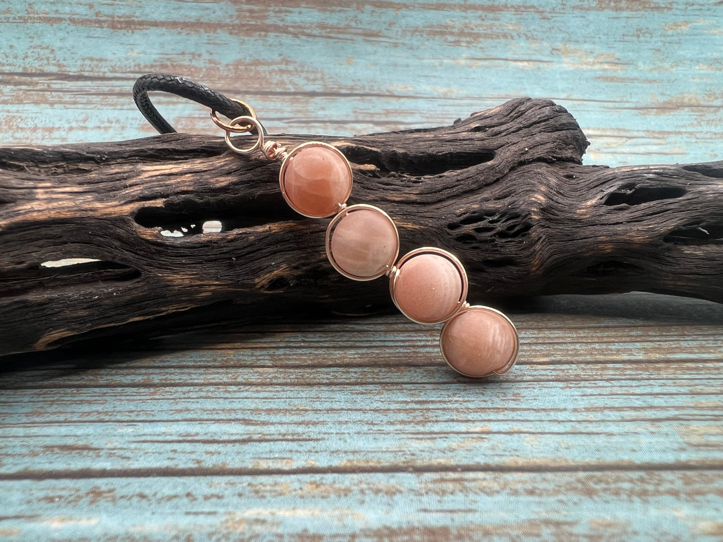 Peach Moonstone 4 Stone Necklace