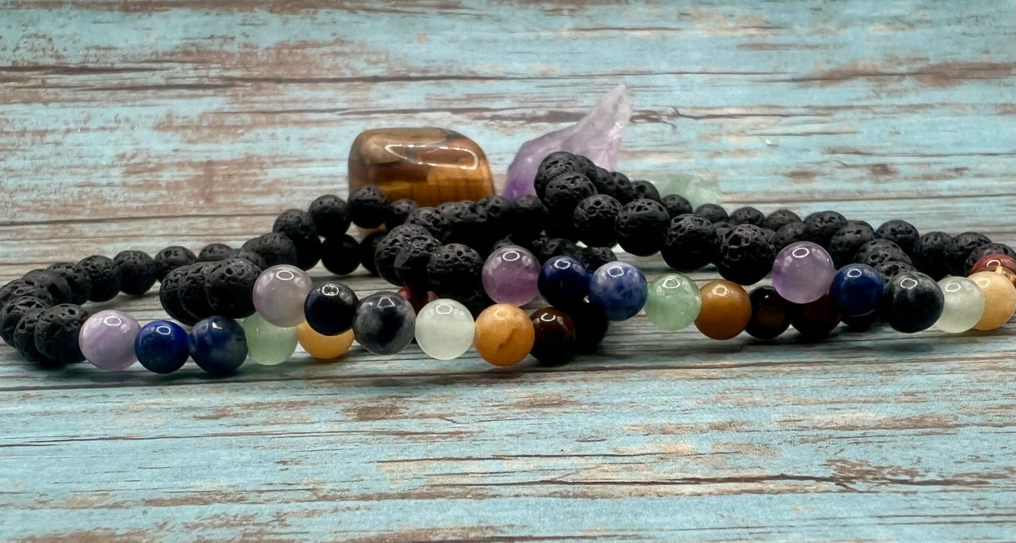 Chakra & lava stone diffuser bracelet