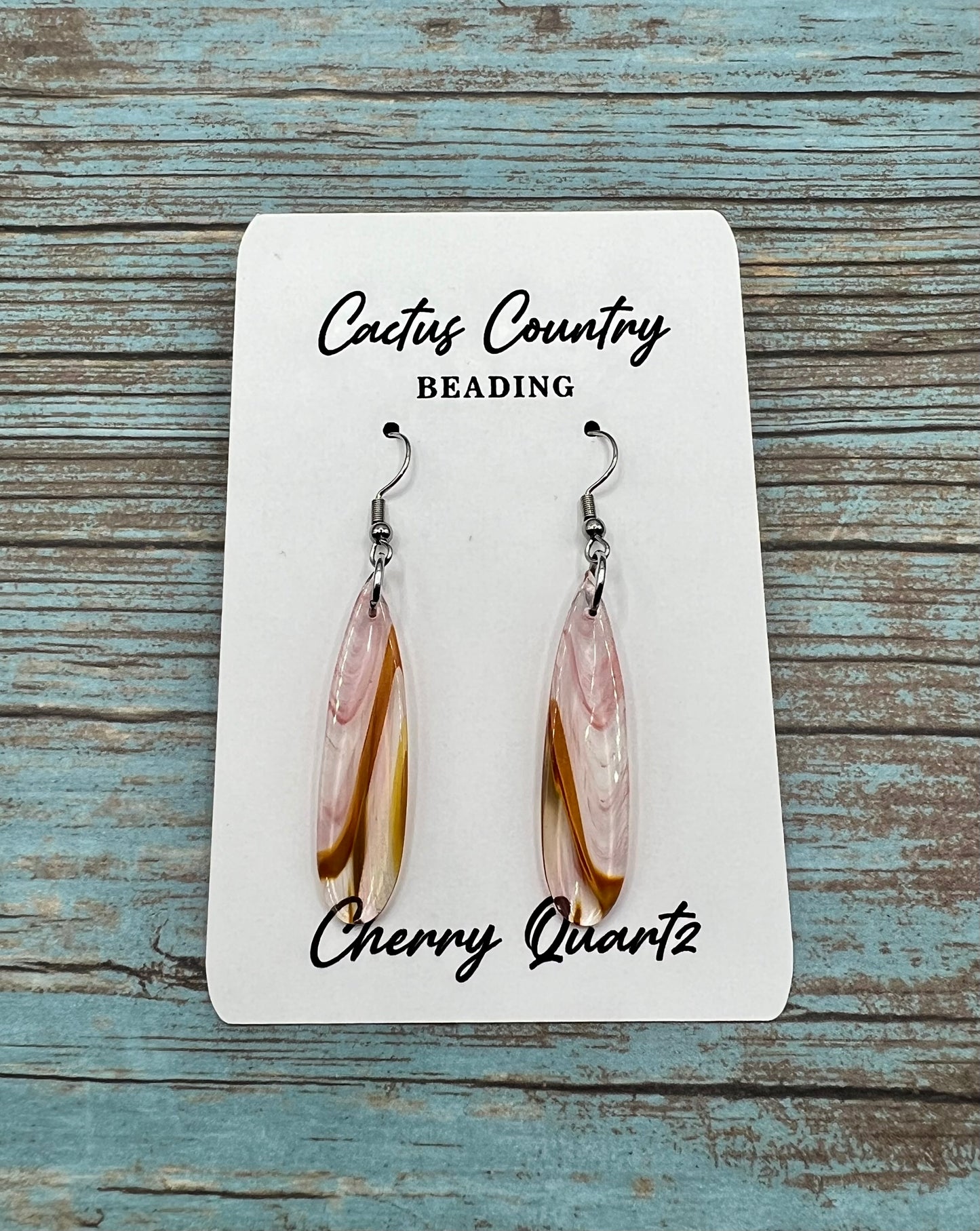 One of a kind Cherry Quartz earrings