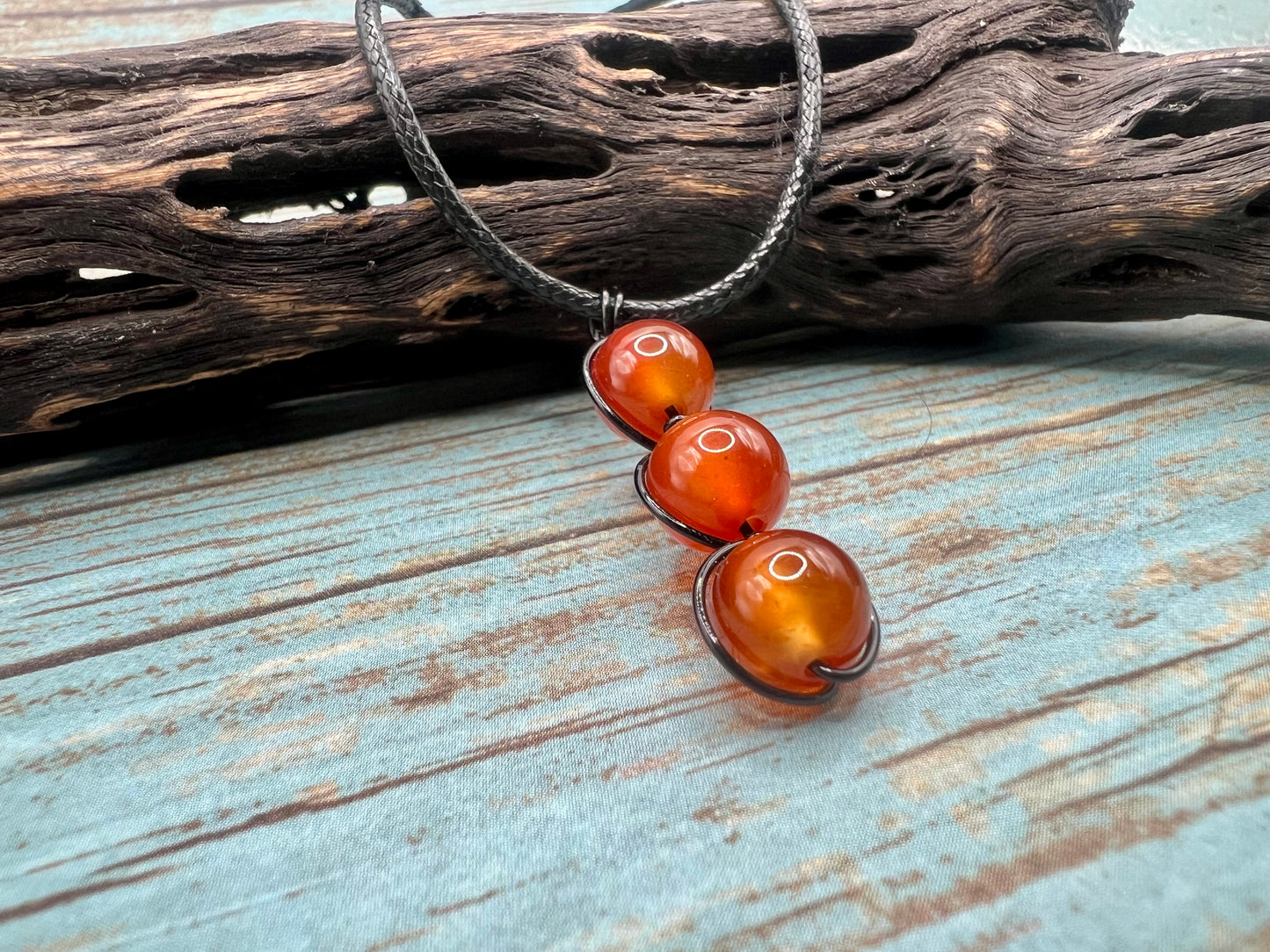 Carnelian 3 Stone Necklace