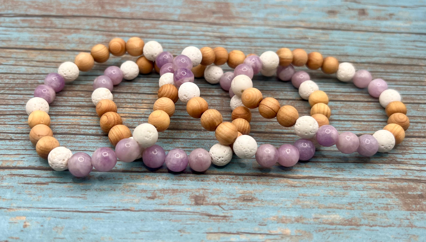 Lepidolite & Sandalwood Diffuser Bracelet