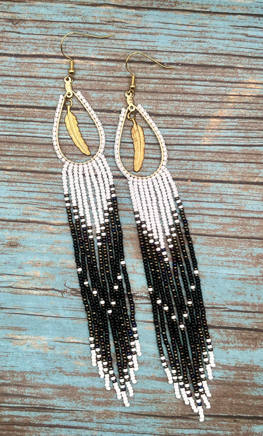 Black & Gold Fringe earrings