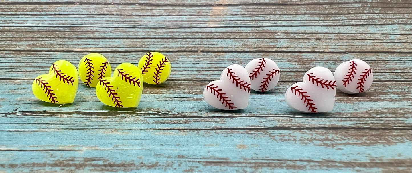 Baseball or Softball Resin Stud Earrings