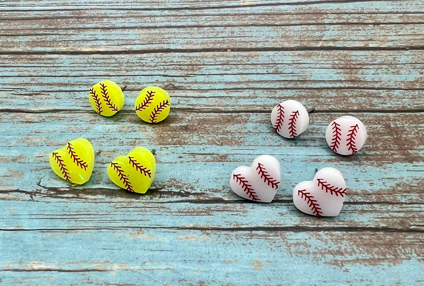 Baseball or Softball Resin Stud Earrings