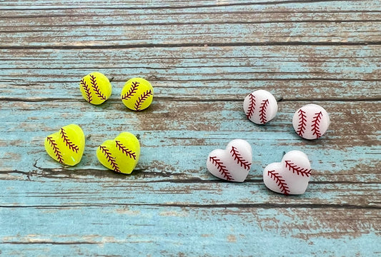 Baseball or Softball Resin Stud Earrings