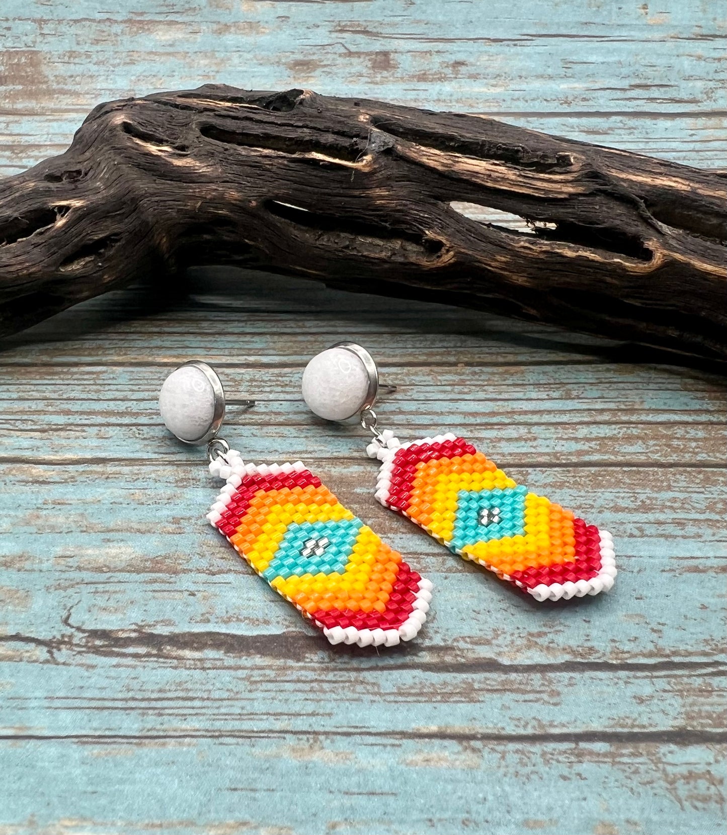 Western Diamond & White Jade earrings
