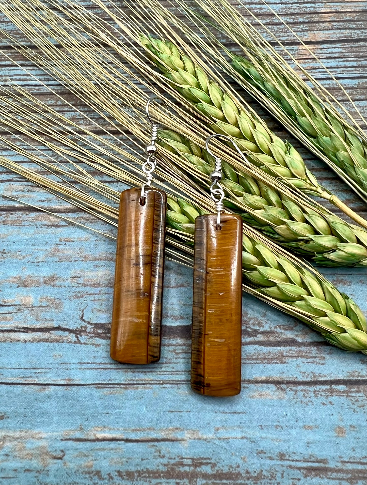 One of a kind Tigers Eye earrings