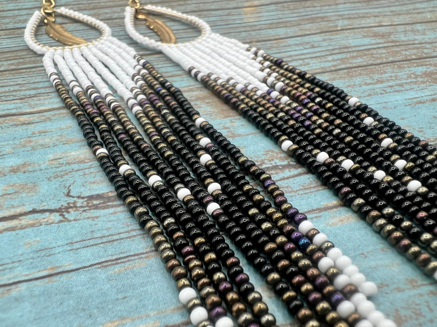 Black & Gold Fringe earrings