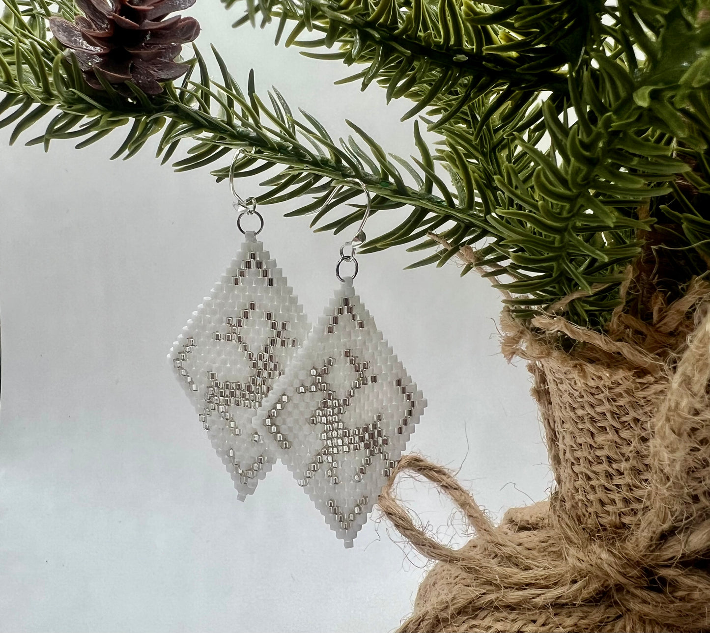 White & Silver Reindeer Earrings
