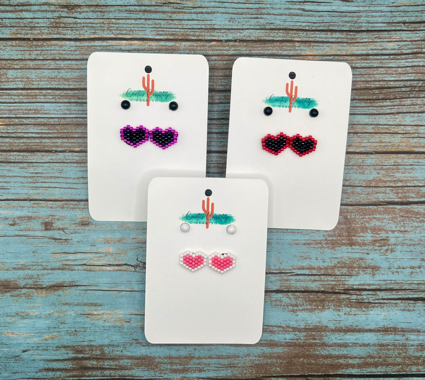 Mini Beaded Heart earring set
