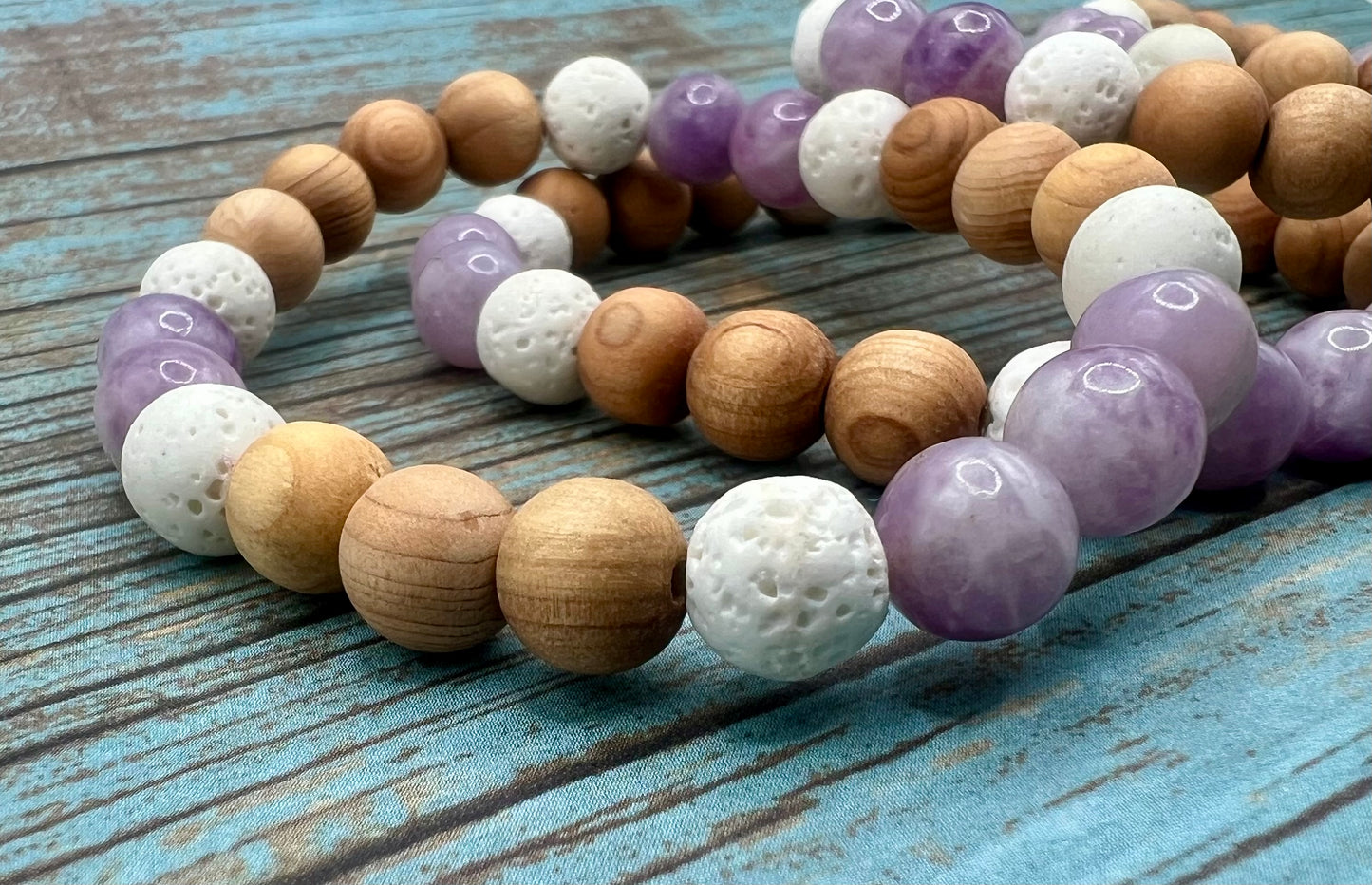 Lepidolite & Sandalwood Diffuser Bracelet