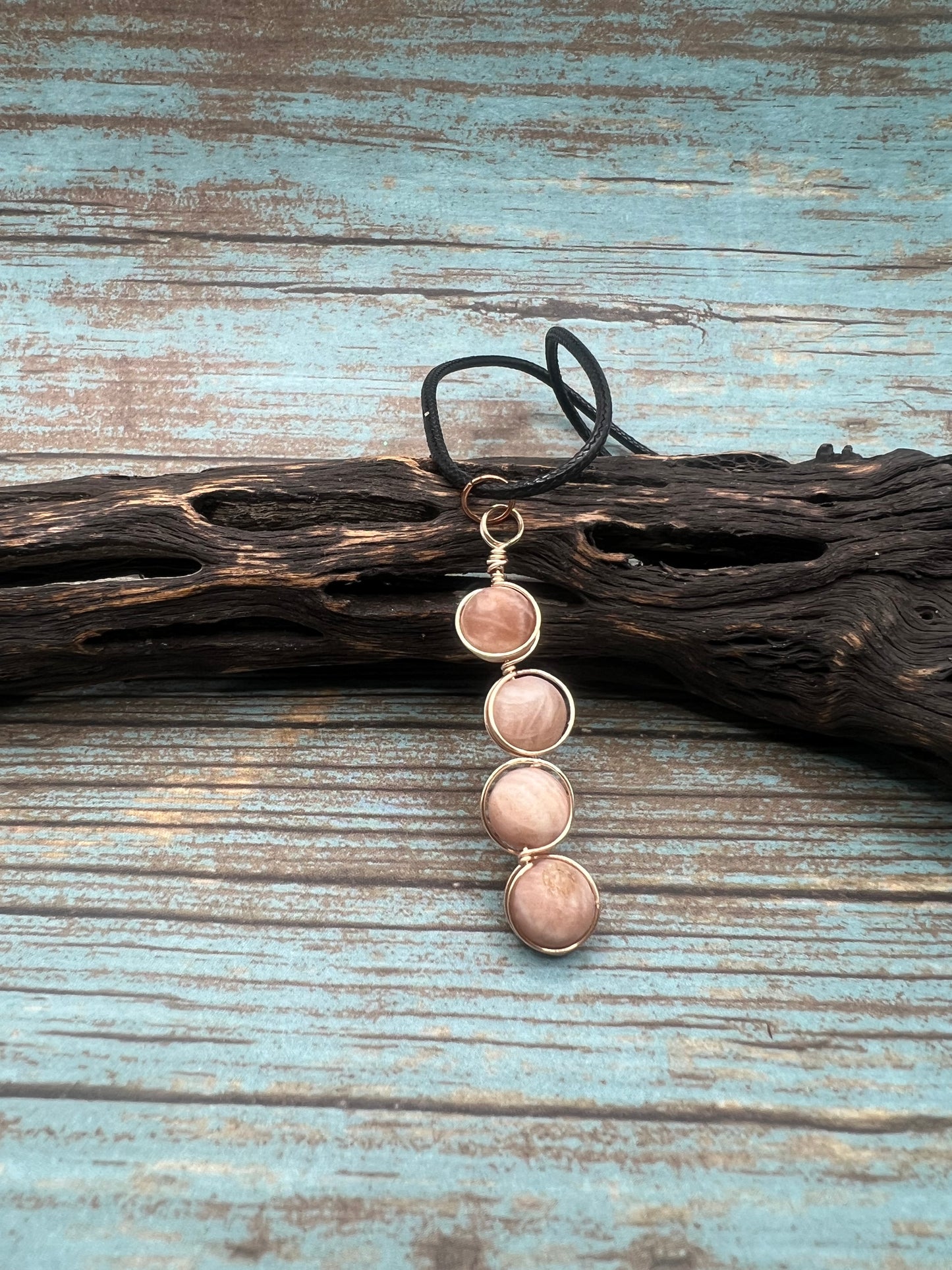 Peach Moonstone 4 Stone Necklace