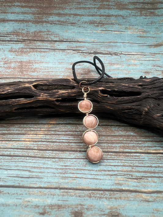 Peach Moonstone 4 Stone Necklace