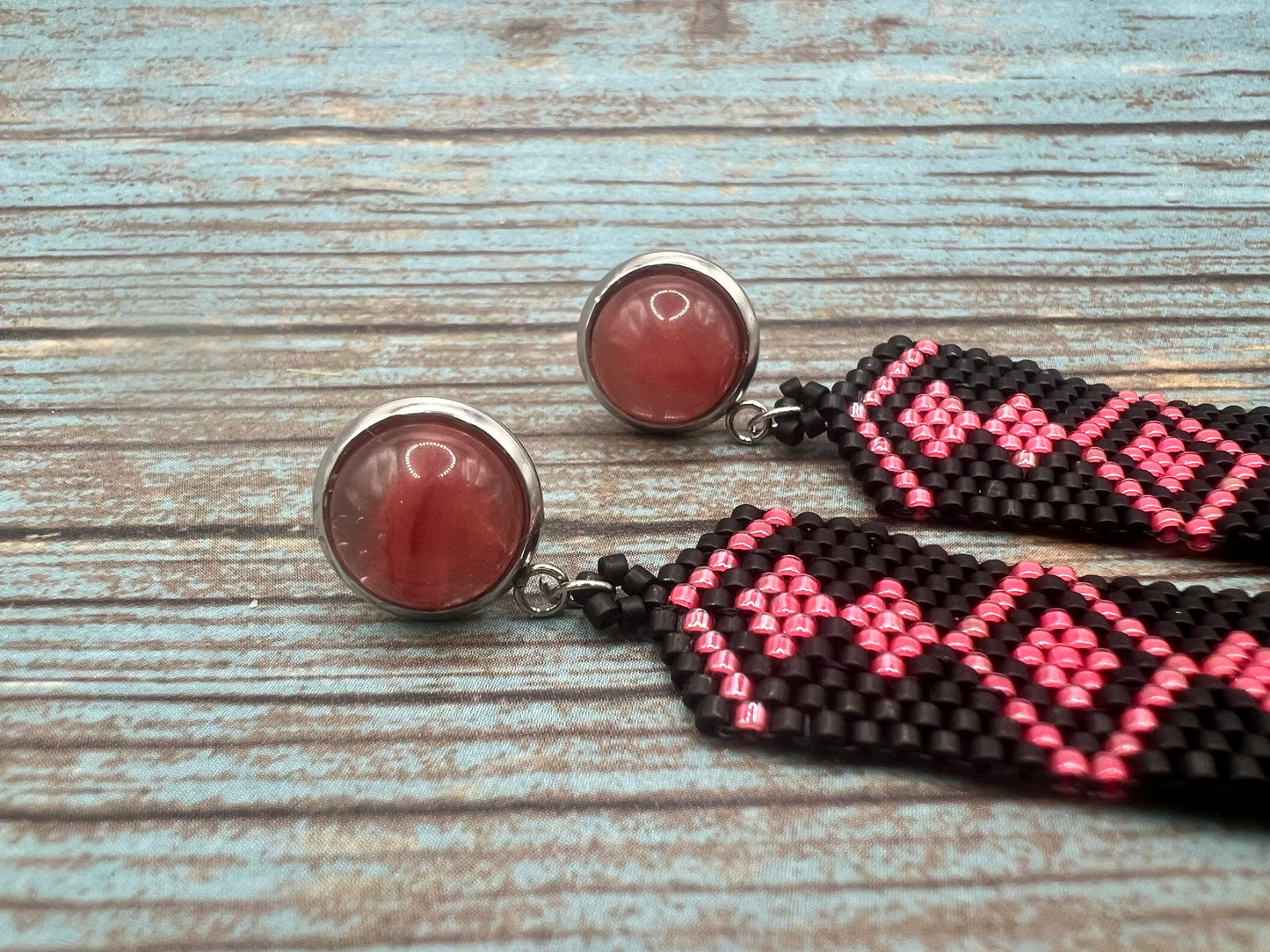 Watermelon Tourmaline & Diamonds earrings