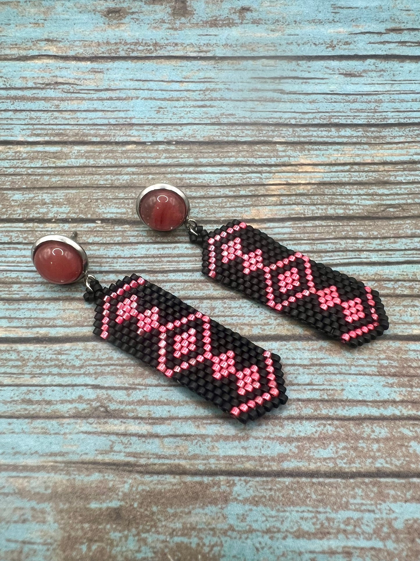 Watermelon Tourmaline & Diamonds earrings