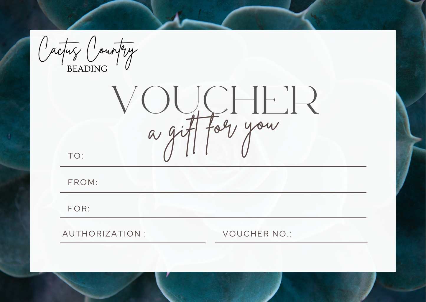 Cactus Country Beading Gift Certificate